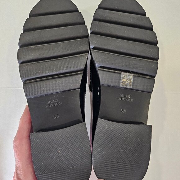 Stuart Weitzman, Adriana Navy Patent Leather Tassel Loafers New Condition - Picture 9 of 9